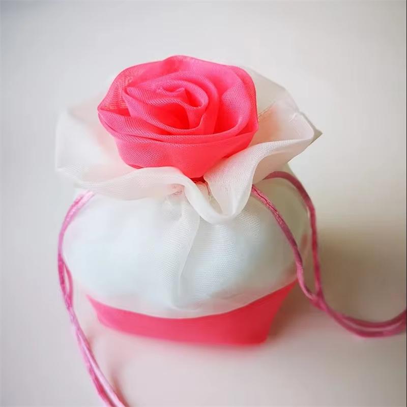 

10Pcs/lot Wedding Candy Storage Drawstring Bag Party Gift Bag Flower Shape Chocolate Cookie Packaging Bag Candy Drawstring Pouch 15x15cm&15x15cm