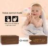 2022 Desk Sound Control Temperature Wireless Charger Wooden LED Alarm Digital Clock With Qi