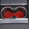 Red Carbon Fiber Center Cup Holder Water Mat Trim Sticker for Tesla Model 3 23+