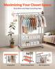 Clothes Rack, Rolling Clothing Garment Rack with 2 Hanging Rods and 2 Storage Shelves, 120 kg Load Capacity, Adjustable Height Carbon Steel Clothing
