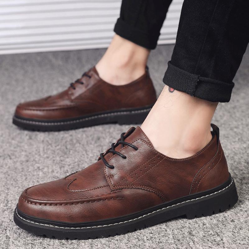 

202 autumn new trendy casual shoes, British Block business dress leather shoes 44