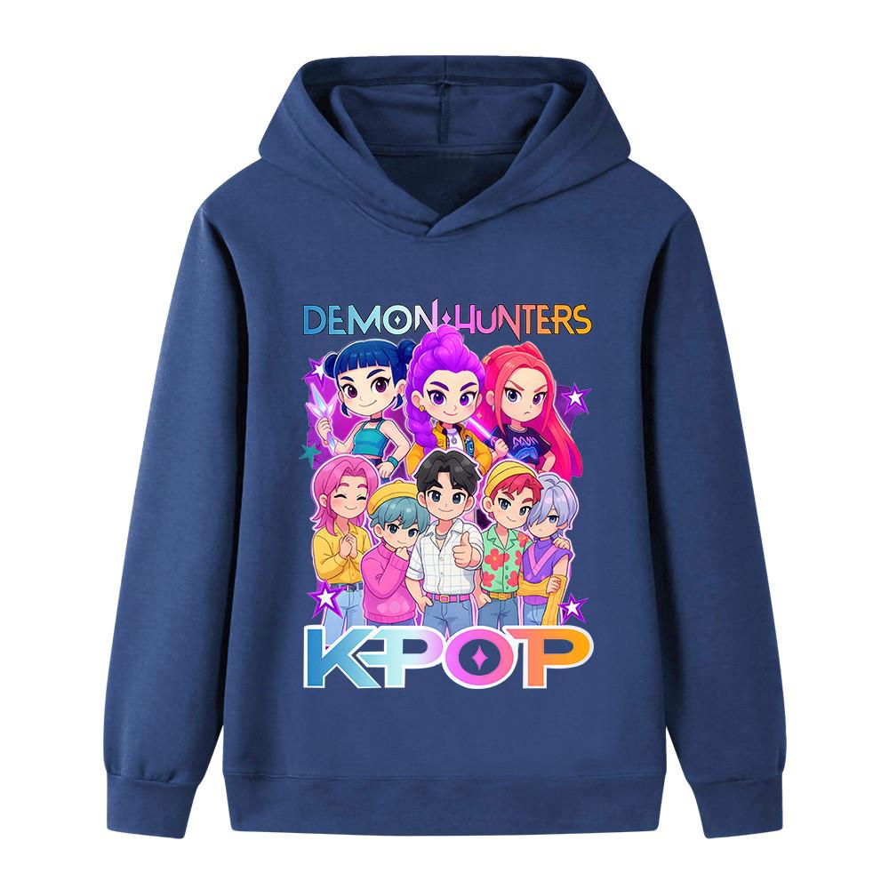 B1201 Kids Boys Girls Sajaboys Kpop Rumi Zoey Mira Print Long Sleeves Hoodie