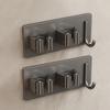 304 Stainless Steel Mop Holder Wall Mounted Adhesive Multi-Purpose Hooks Household Storage Organizer Rack Broom Hanger Stick
