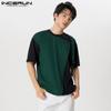 INCERUN Men O Neck Short Sleeve Tops Summer Patchwork T-shirts