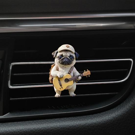 Désodorisant de Voiture Acrylique Clip d'Aération Chien Décoratif Parfum de Voiture Clip Climatiseur Voiture Anti-Rouille Chien Adore Cadeau Accessoires Intérieur d'Aération Auto