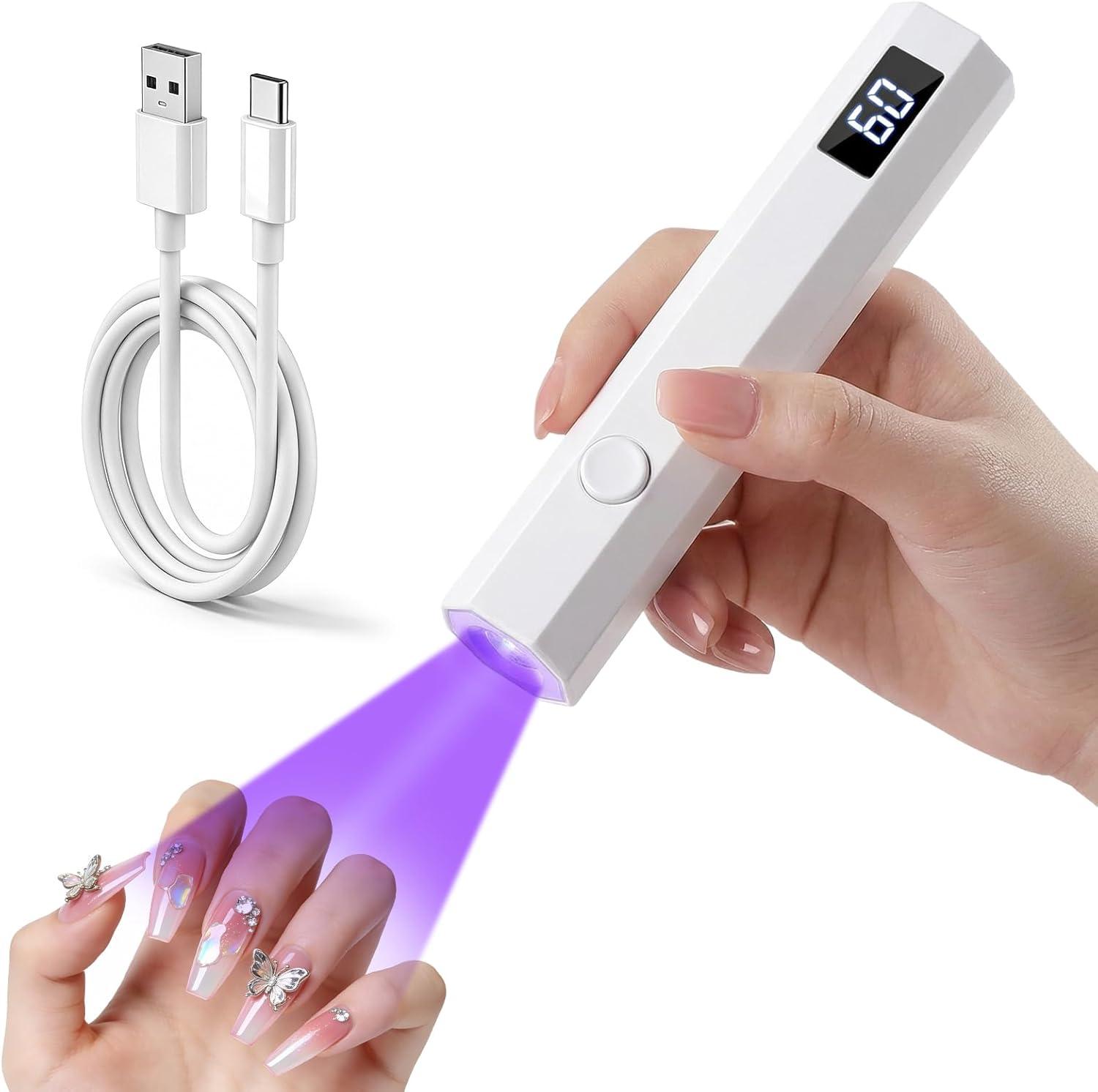 

Handheld Nail Lamp Portable Rechargeable LED Nail Art Curing Light Manicure Tool Kit Professional Salon Pink White Holder Clip білий
