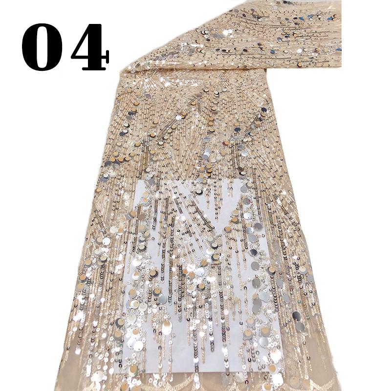 Heavy Industry Embroidery Sequin Fabric Tulle Lace Glitter Designer Fabric For Sewing Summer Fashion Costume Wedding Dress