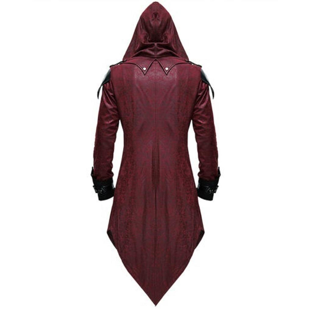 Camicia Uomo Gotica Steampunk Maniche Lunghe Con Lacci E Cappuccio - Cotone Traspirante, Nero