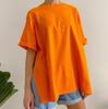 T-shirt à manches courtes pour femmes, ample, ouvert, en coton, confortable, col rond, couleur unie, été