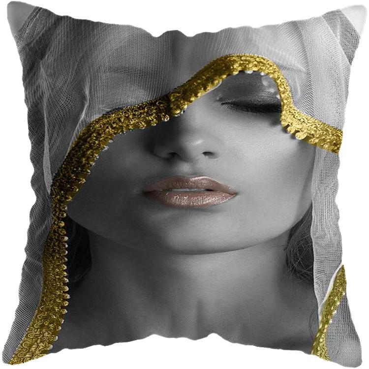 Pillowcase Bedroom Black and Gold African Woman Living Room Pillow Decoration Cushion