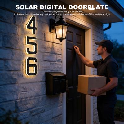 17cm Solar Lighted House Numbers for Outside Solar LED House Numbers & Letters for Home Exterior Residences Apartments Factories