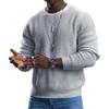 Autumn and Winter New Cotton Sports Men's Solid Color Waffle Crew Neck Pullover Knitted Sweater Tide