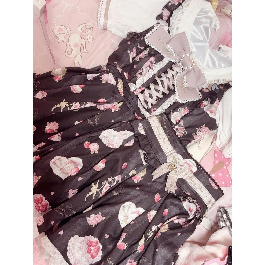 Used LIZ LISA Salon de Fraise pattern setup black