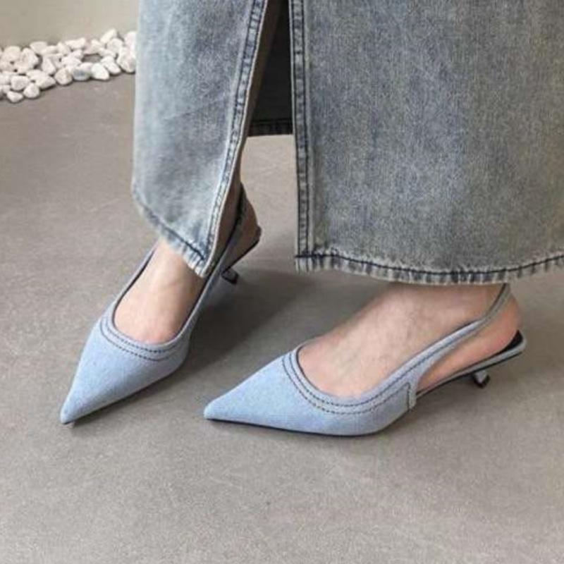 

Летние Легкие Повседневные Удобные Элегантные и Модные Новые Туфли-лодочки с Острым Носком на Низком Каблуке, Сексуальные Вечерние Босоножки на Высоком Каблуке 40 темно-синий