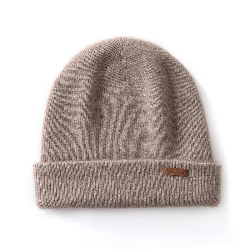 Women's 100% Cashmere Striped Hat – Fashionable, Warm, Windproof, and Versatile with Ear Protection.