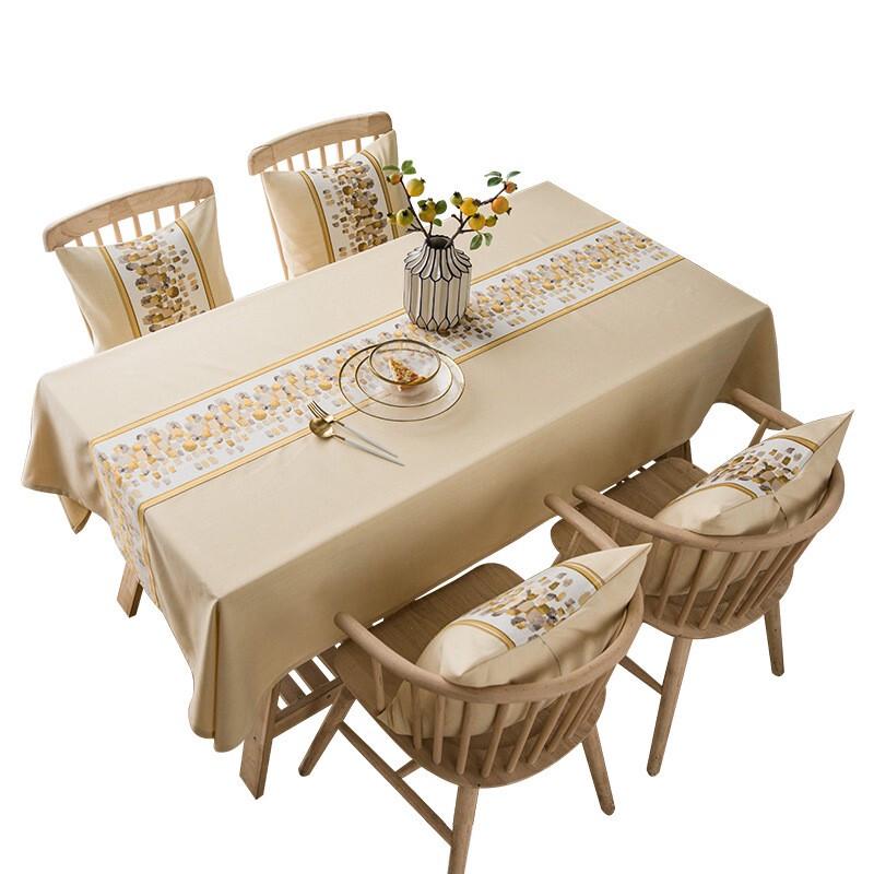 Waterproof Jacquard Cotton Linen Tablecloth 135 x 260 cm