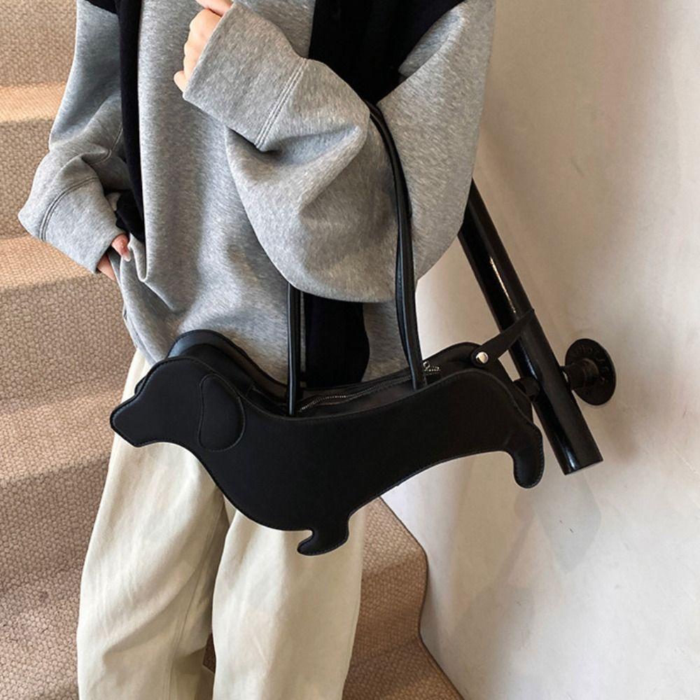 Three-dimensional Animals Shoulder Bag Sausage Dog Cartoon Handbag Fashion Dachshund Dog Bag  Girls