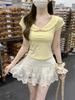 Korean Sweet Spring/Summer Slim-Fit Doll Collar Pure Cotton T-Shirt