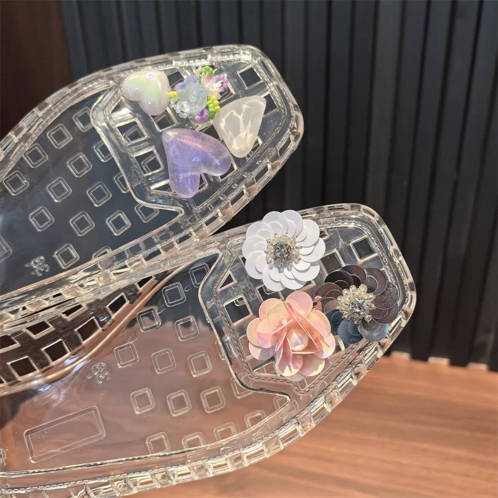 Set - Bead Flower Pearl Bow Sequin Charms DIY Detachable Fashion Crystal Shoe Decorations Accessories for Shoes 1 Complete Kit