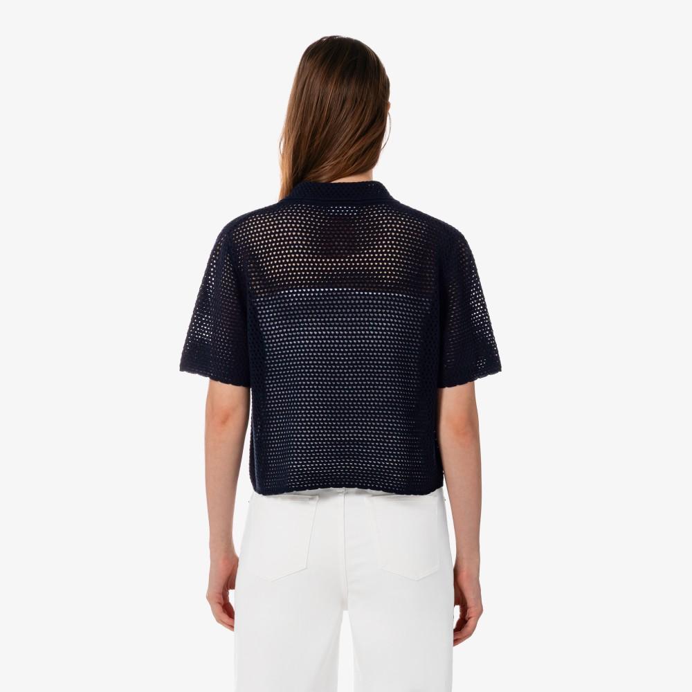 Lacoste Women's Crocheted Short Sleeve Cardigan AF301E-56G166