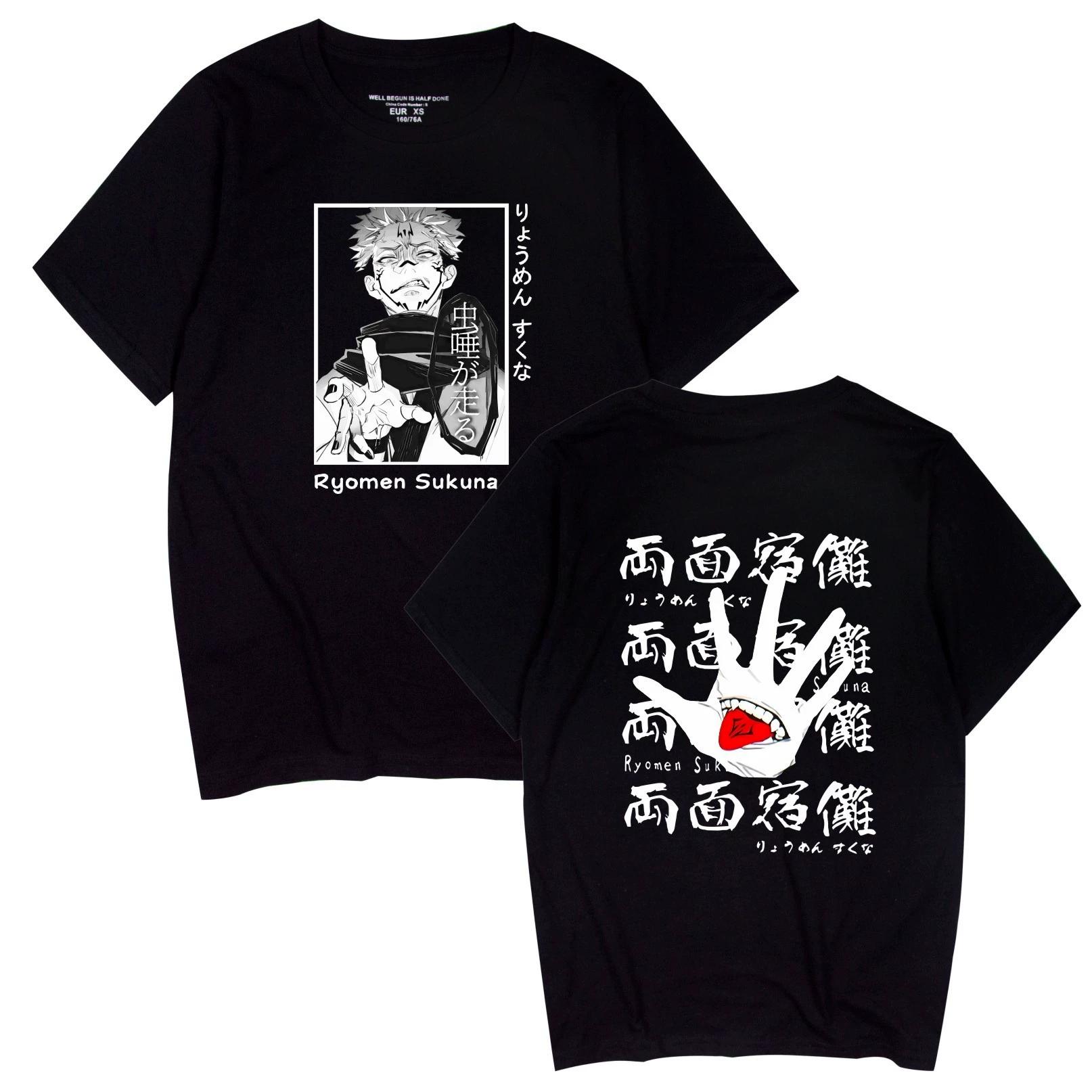 

Jujutsu Kaisen Cartoon Tshirt Men Women Anime Print Top Tees Harajuku Tshirts Fashion Summer T-shirt XS чёрный