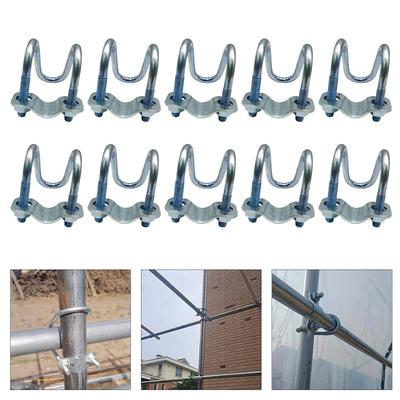 10Pcs Cross Pipe Clamp Double U-shaped Screw Bolt Horizontal Vertical Connector Stainless Steel Pipe Connector Fixator