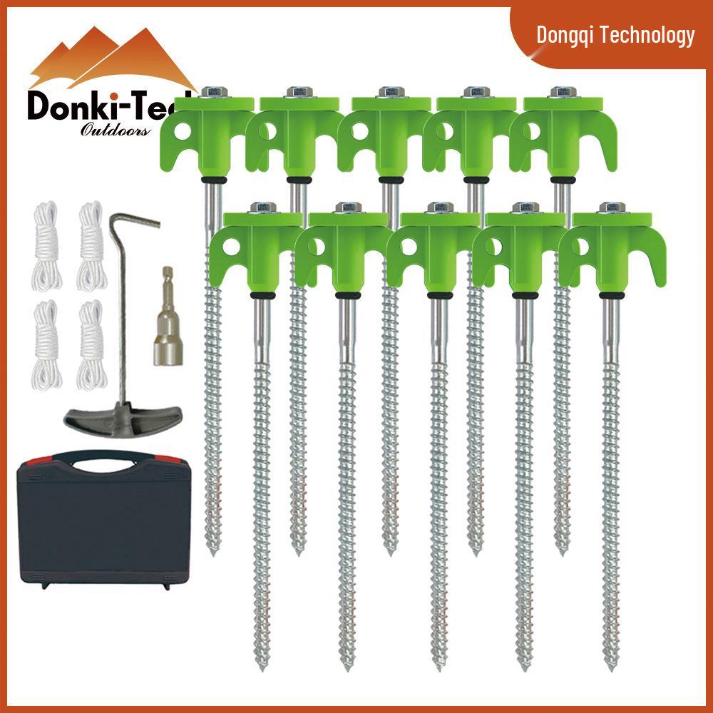 Fluorescent Spiral Tent Stake - Hexagonal Awning Anchor for Camping