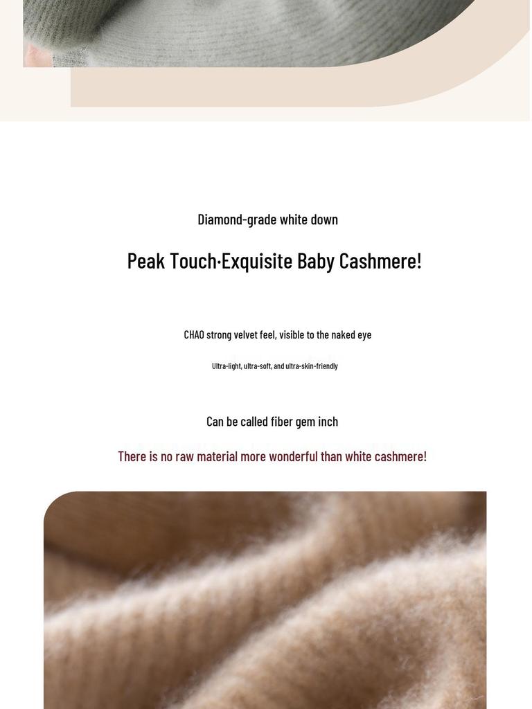 Women's Cashmere Knit Top, Half-High Neck, Loose Fit, Slimming, Thick Sweater for Autumn/Winter