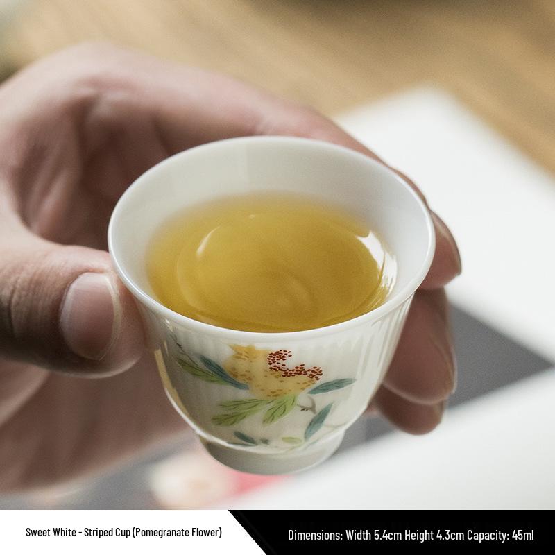 Gold Thread Porcelain Gongfu Tea Cup - Traditional White Ceramic for Home Use