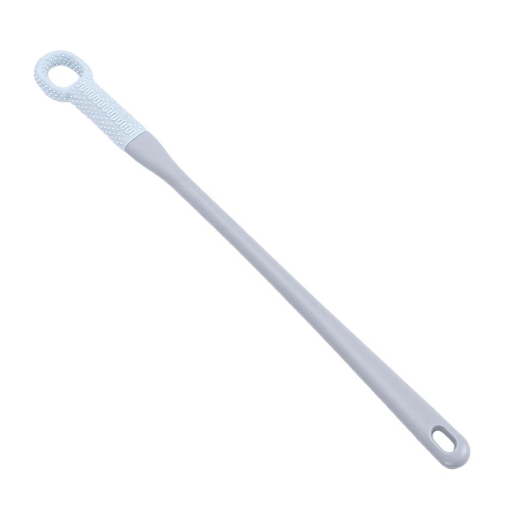 2 Pcs Toe Cleaning Brush No Bendling Silicone Long Handle Foot Scrubber in Shower for Home Spa Blue
