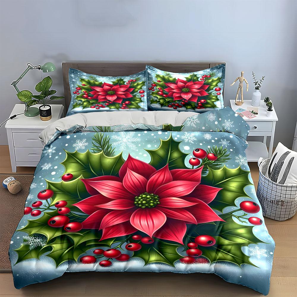 Christmas Flower Decoration Set Exquisite Three-Piece Bedding Set Gift For Kids And Adults