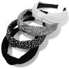 Chic Women Black Leopard Print Satin Cloth Knot Headbands Lady Girls Simple Solid Twill Cloth Knotted Head Hoop Accessories