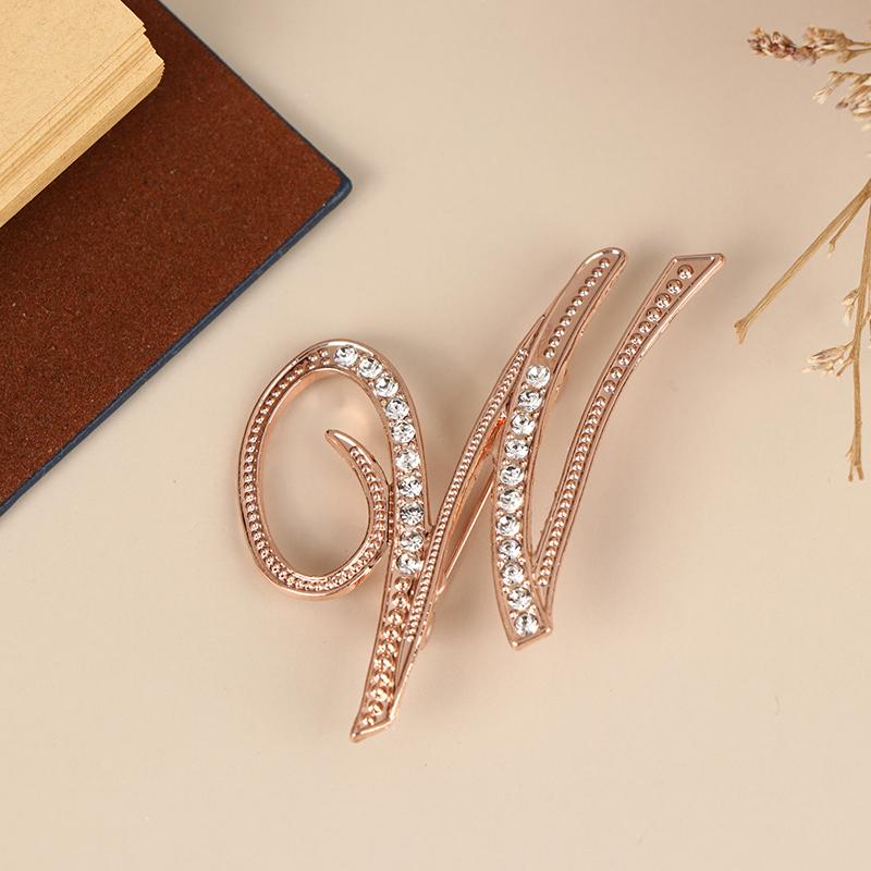Women Luxury Letter Brooch Pins In Rose Gold Color   English Alphabet Pins Cute Jewelry Accessories Gift