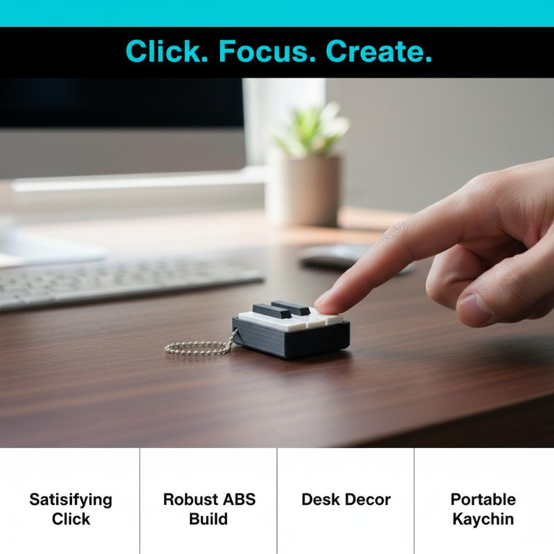 Fun Creative Mini Piano Key Fidget Toy 3D Printed Tactile Click Design Relax Fidget Stress Relief Pendant For Office Daily Carry