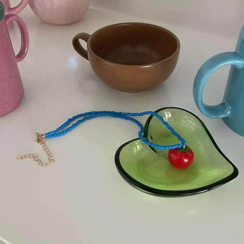 Colorful Resin Tomato Pendant Necklace Bohemian Style Beaded Choker Unique Gift Adjustable Length Tomato Necklace Chain