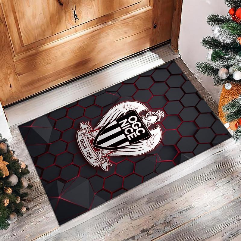 OGC Nice FC Soccer Football Pattern Soft Area Rug Non Slip Indoor Floor Carpet Sports Decor Mat for Bedroom