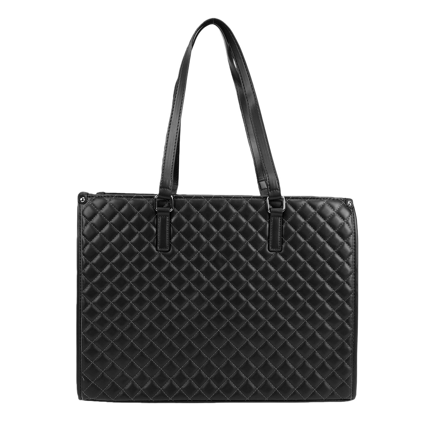 

15.6 Inch Laptop Bag with Insulated Lunch Compartment Quilted Work Bag for Travel Outdoor Black чорний
