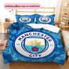 Set Copripiumino Trapuntato con Motivo Manchester City F.C Decorazione per la Casa Regalo (1 * copripiumino + 2 * federe senza imbottitura)