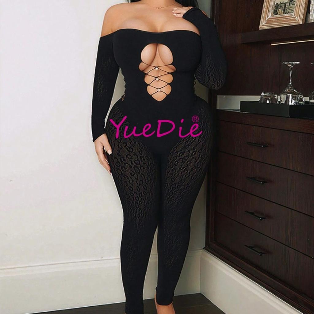 Sex underwear tight mesh clothes one-piece pajamas stockings leopard print hollow YD257