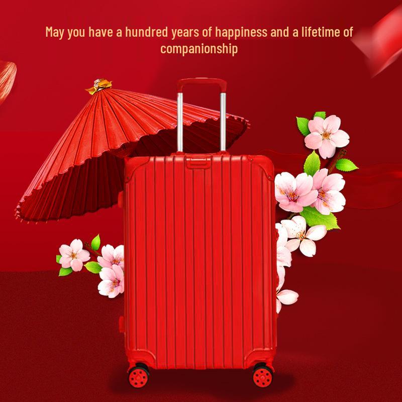 Weddings 20-Inch Red Carry-on Trolley Suitcase with Universal Wheels and Combo Lock for Men & Women