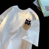 Couple's American-Style Cotton T-Shirt with Fake Pocket Print
