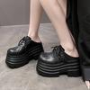 European big head lace-up muffin thick-soled bag head half slippers women's small leather shoes are versatile and increase in height