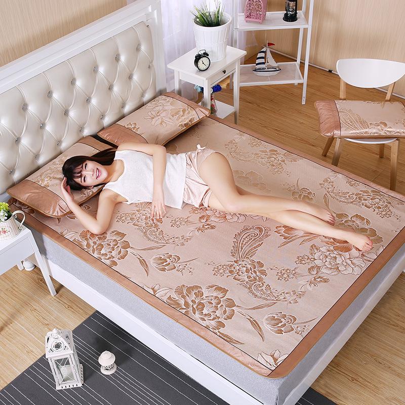 Summer Ice Silk Cold Mat Three Piece Set Folding Mat Thickened Air Conditioning Mat 1.8m Bed Student Dormitory Soft Mat 1.5m
