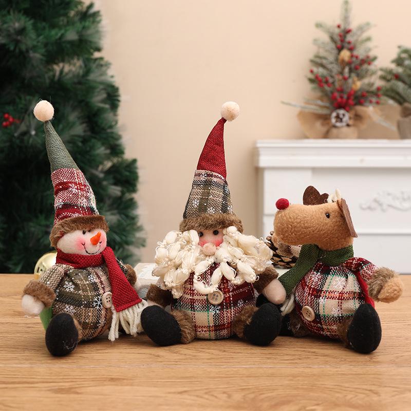 

Qiaoding Burlap Plaid Button Ball Snowman & Reindeer Christmas Ornament