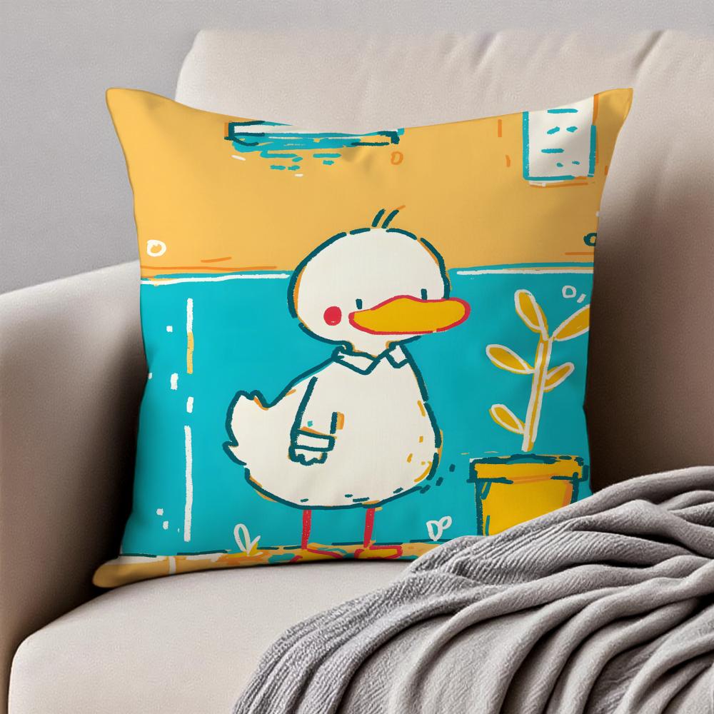 Countrystyle Adorable Animal Illustrations Cushion Cover Pillowcase Antidustmite Invisible Zipper Short Plush Sofa Cushion