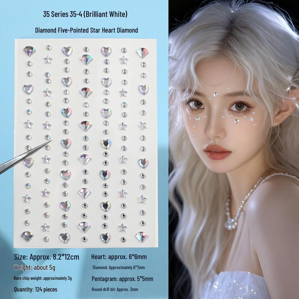 Children's Rhinestone Rose Diamond Face Stickers for Concert Makeup & Styling