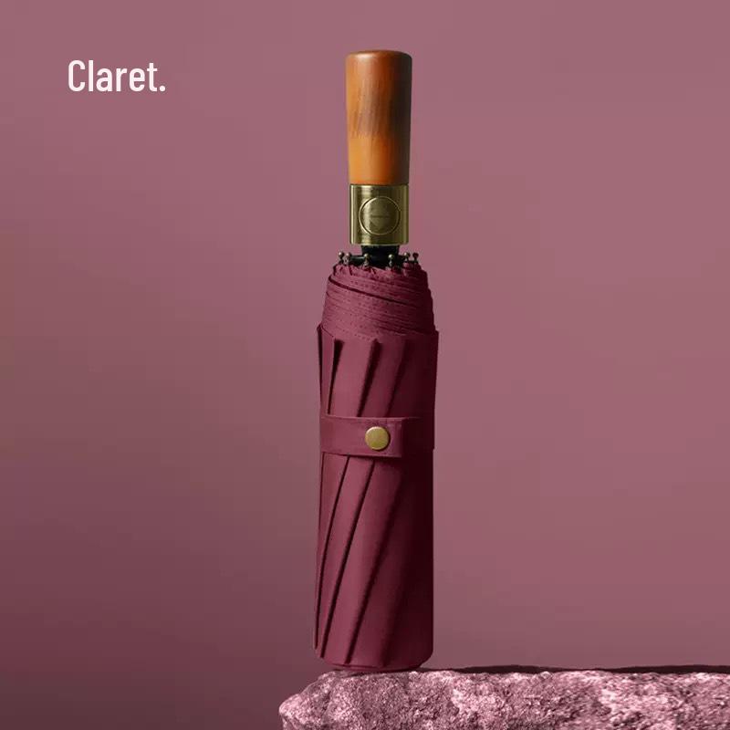 Custom Women's UV Black Glue Sun Protection Umbrella - Three-Fold Design for Rain or Shine with Logo Options