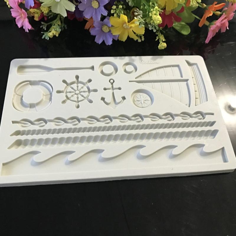 DIY Handmade Silicone Fondant Mold Exquisite Sailing Theme Sugar Craft Gum Paste Mold DIY Candle Resin Crafts Easy Use