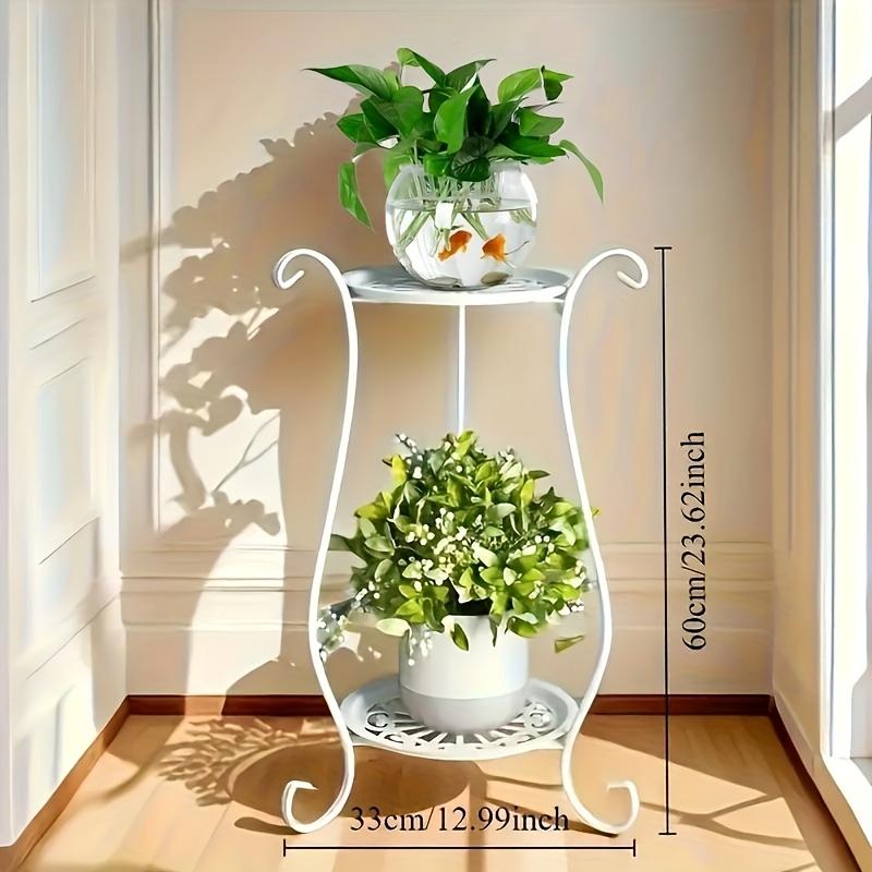 2-Tier Wrought Iron Plant Stand - Magic Table for Indoor/Outdoor Decor, Perfect for Potted Plants, Multi-Purpose Layered Shelf for Home or Garden