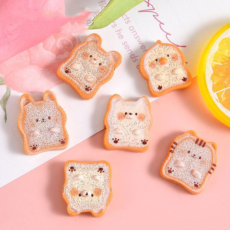 5pcs Animal Toast Bread Cat Resin Charms Pendant Jewelry Making Supplies Keychain Necklace Earrings Pendants DIY Findings